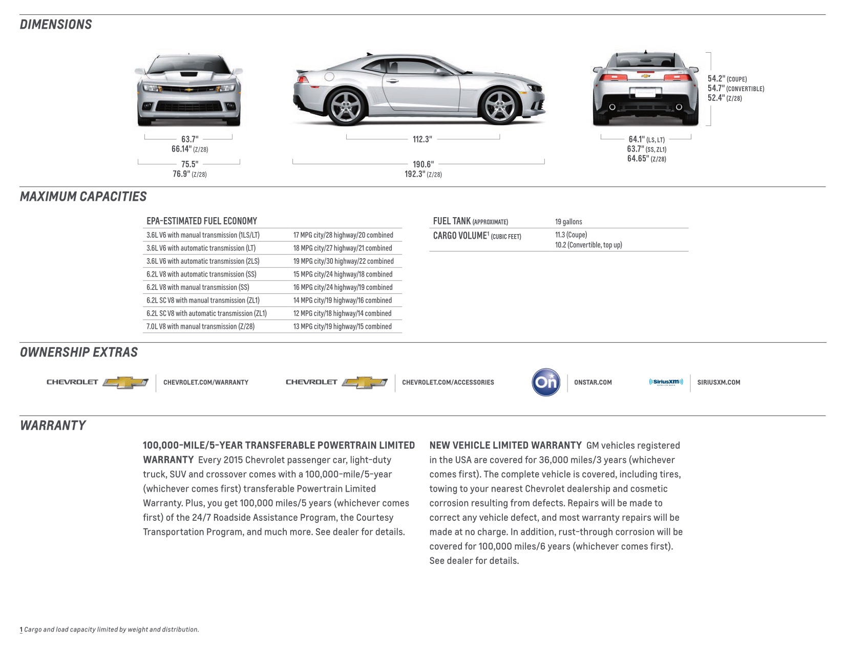 2015 Chev Camaro Brochure Page 1
